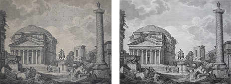 	  Piranesi. Black and white engraving.